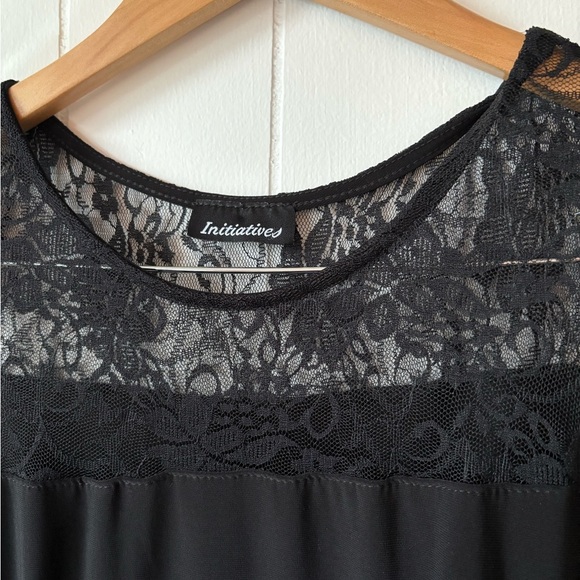 Black A-line Midi Cocktail Dress Lace Detail Sleeveless Size Large - Picture 2 of 3